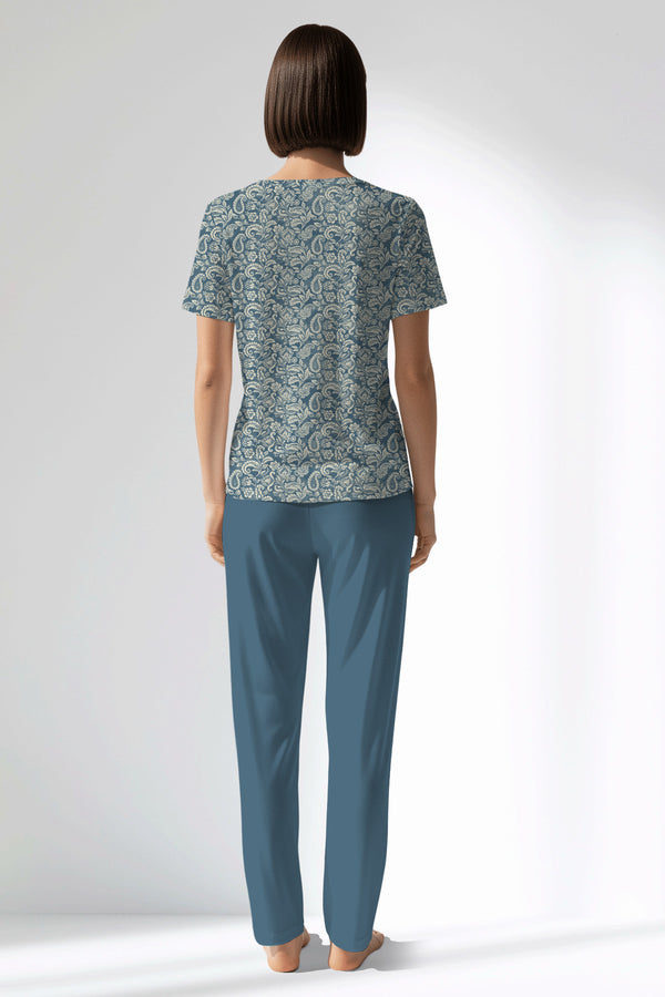 Woman Polyviscon Noble Pocket Detail Pyjama Set - VienettaROTASYON