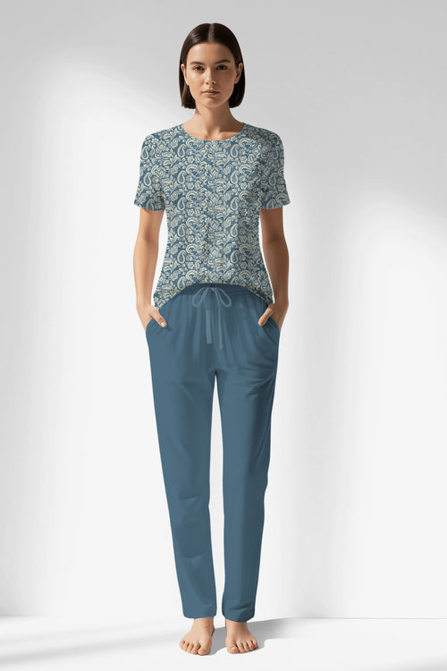 Woman Polyviscon Noble Pocket Detail Pyjama Set - VienettaROTASYON