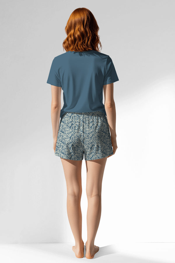 Woman Polyviscon Noble Short Set - VienettaSMOKE BLUE