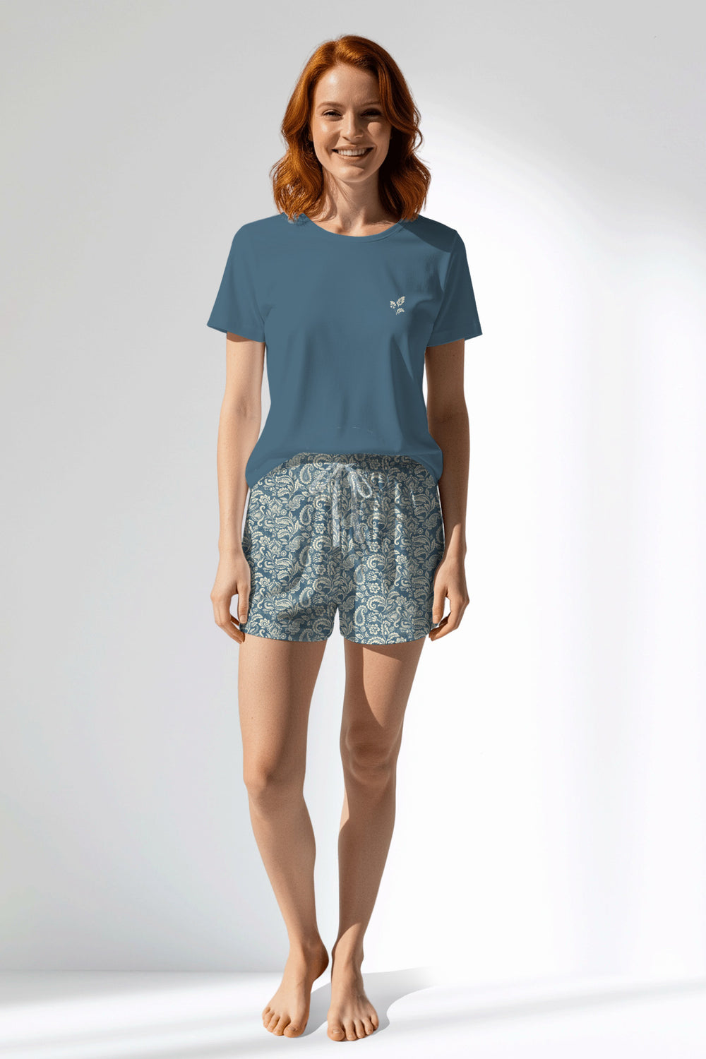 Woman Polyviscon Noble Short Set - VienettaSMOKE BLUE