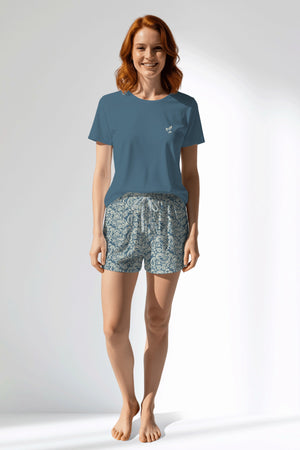 Woman Polyviscon Noble Short Set - VienettaSMOKE BLUE