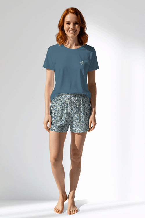 Woman Polyviscon Noble Short Set - VienettaSMOKE BLUE