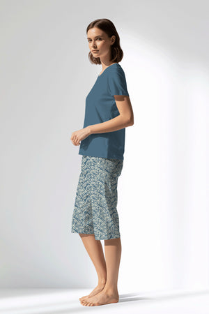 Woman Polyviscon Noble Capri Set - VienettaSMOKE BLUE
