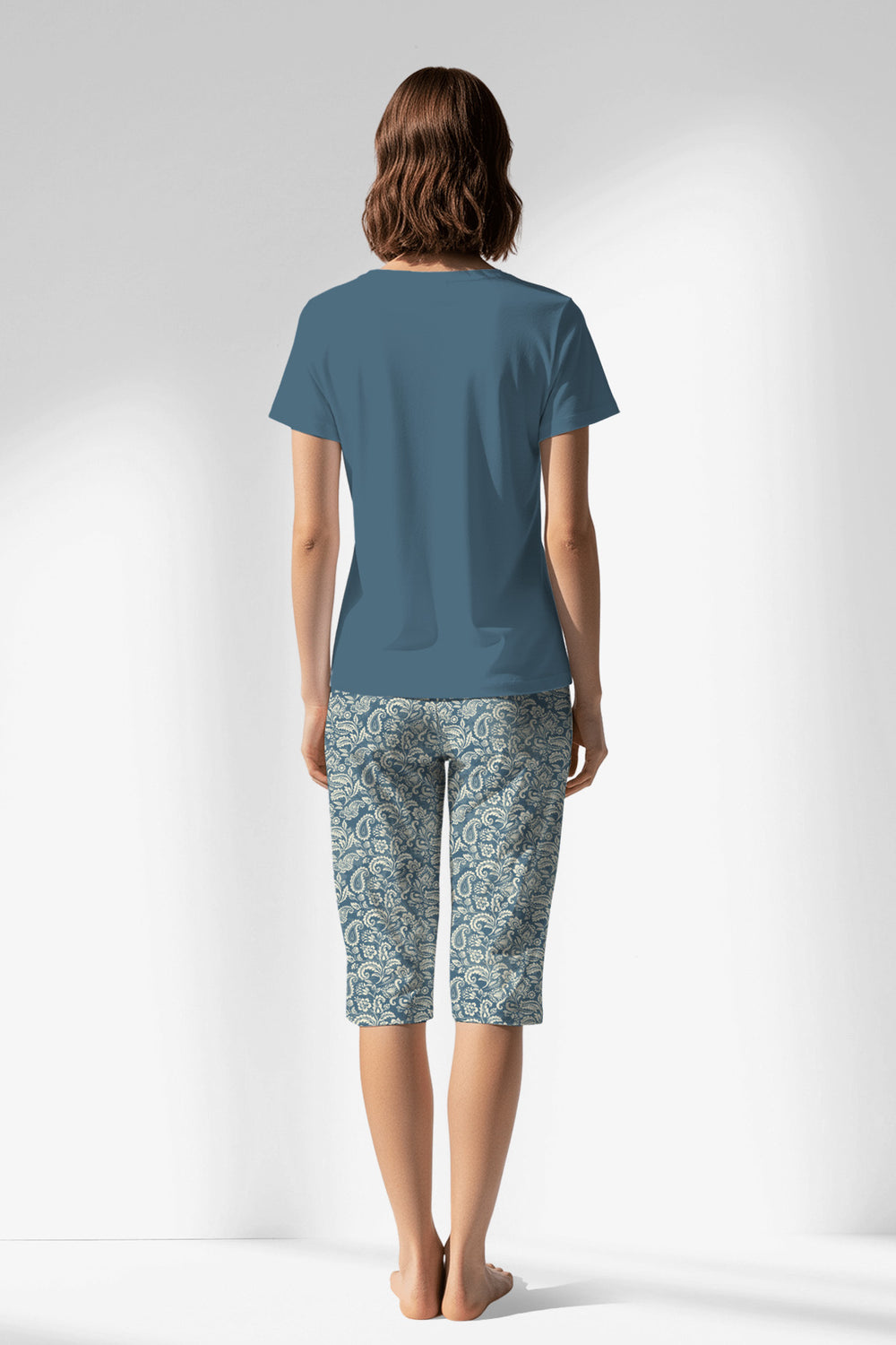 Woman Polyviscon Noble Capri Set - VienettaSMOKE BLUE