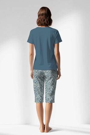 Woman Polyviscon Noble Capri Set - VienettaSMOKE BLUE