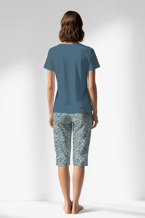 Woman Polyviscon Noble Capri Set - VienettaSMOKE BLUE