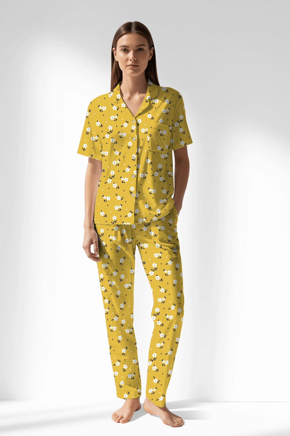 Woman Polyviscon Solaria Buttoned Pyjama Set - VienettaROTASYON