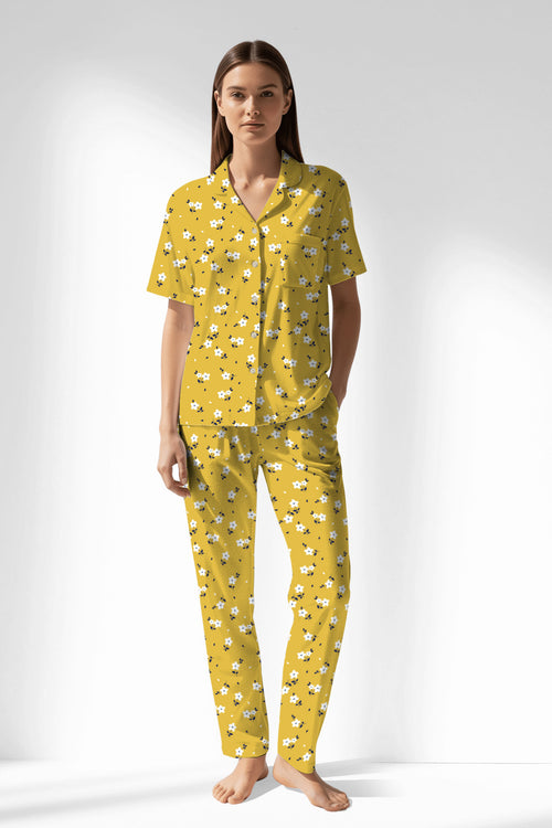 Woman Polyviscon Solaria Buttoned Pyjama Set - VienettaROTASYON