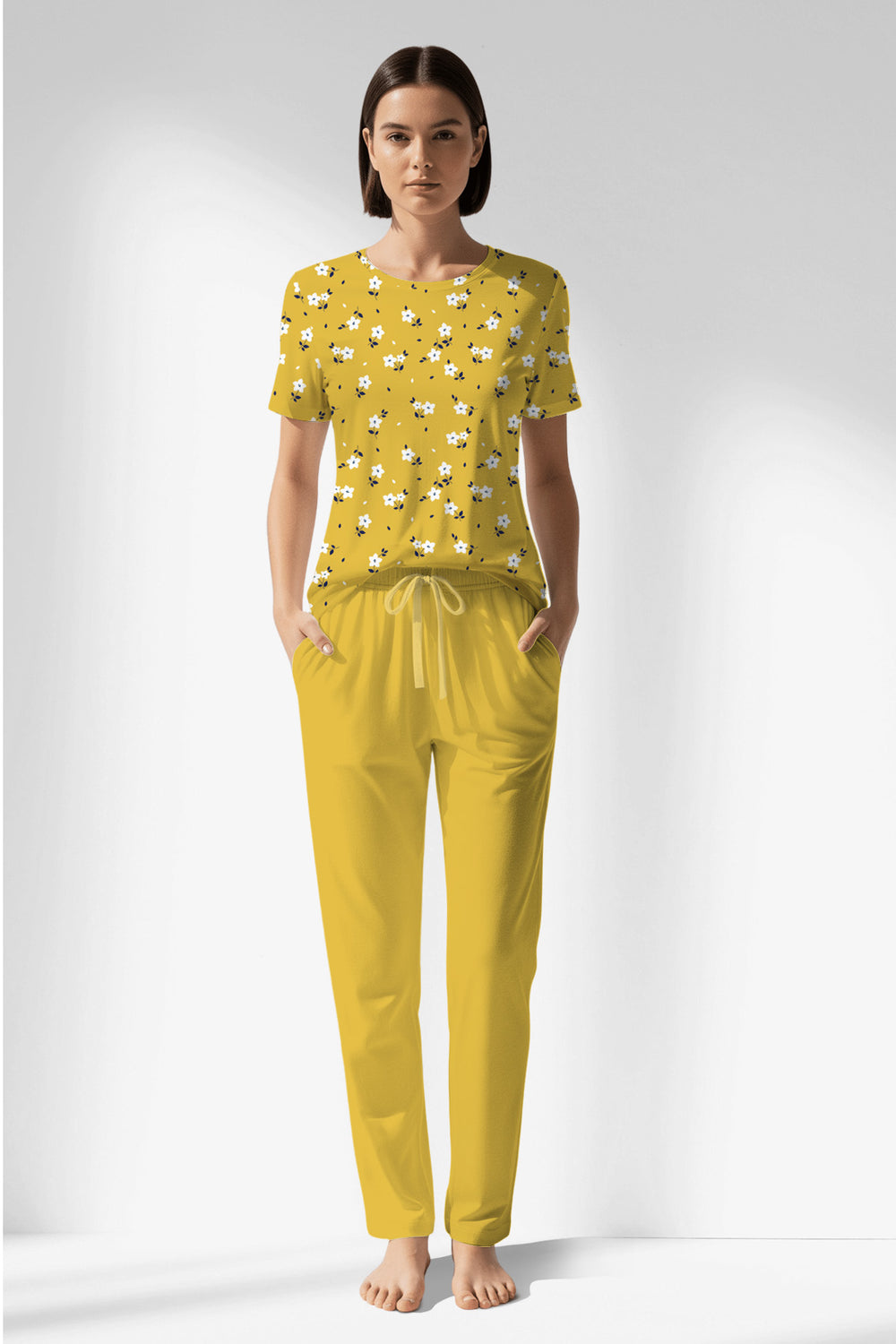 Woman Polyviscon Solaria Pocket Detail Pyjama Set - VienettaROTASYON