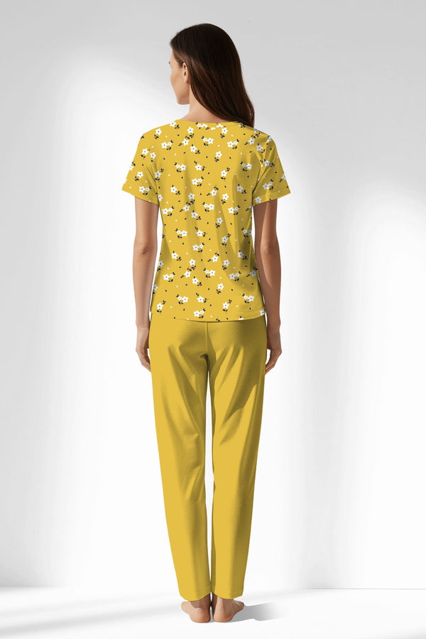 Woman Polyviscon Solaria Buttoned Collar Pyjama Set - VienettaROTASYON