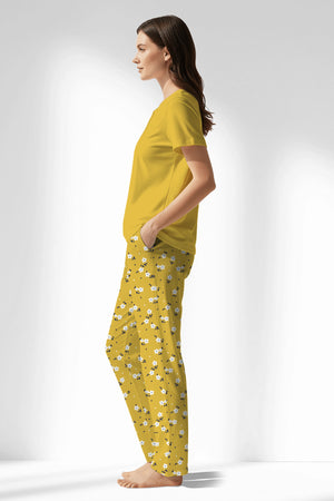 Woman Polyviscon Solaria Drop Collar Pyjama Set - VienettaSUPER LEMON