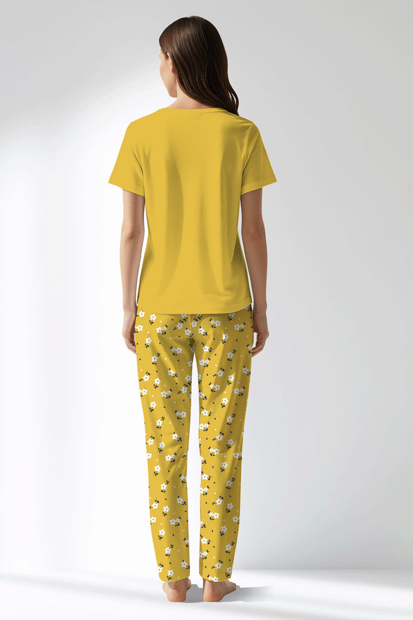 Woman Polyviscon Solaria Drop Collar Pyjama Set - VienettaSUPER LEMON