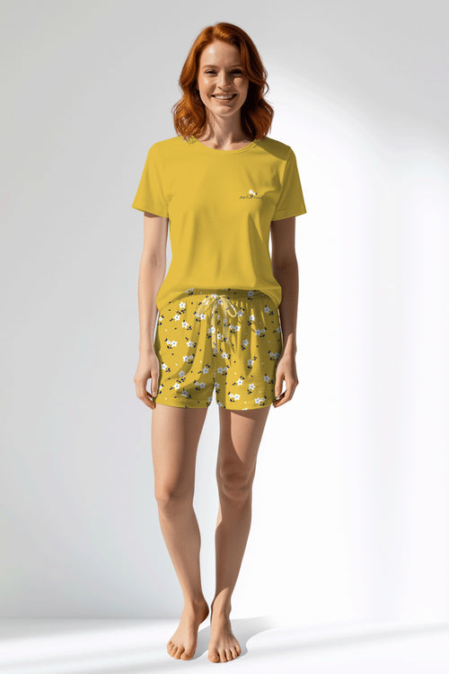 Woman Polyviscon Solaria Short Set - VienettaSUPER LEMON
