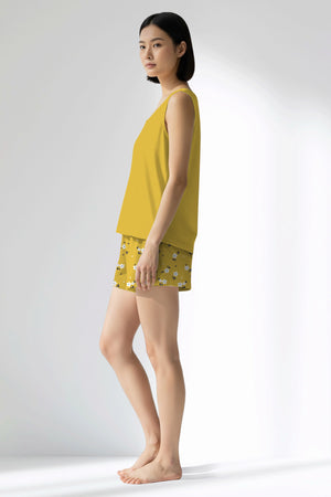 Woman Polyviscon Solaria Thick Strap Short Set - VienettaSMOKE BLUE