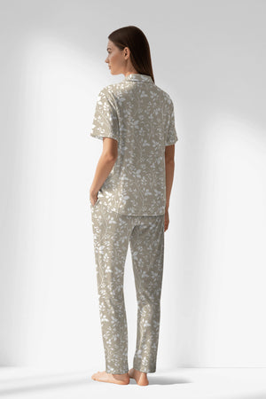 Woman Polyviscon Sprig Buttoned Pyjama Set - VienettaROTASYON