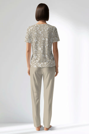 Woman Polyviscon Sprig Pocket Detail Pyjama Set - VienettaROTASYON