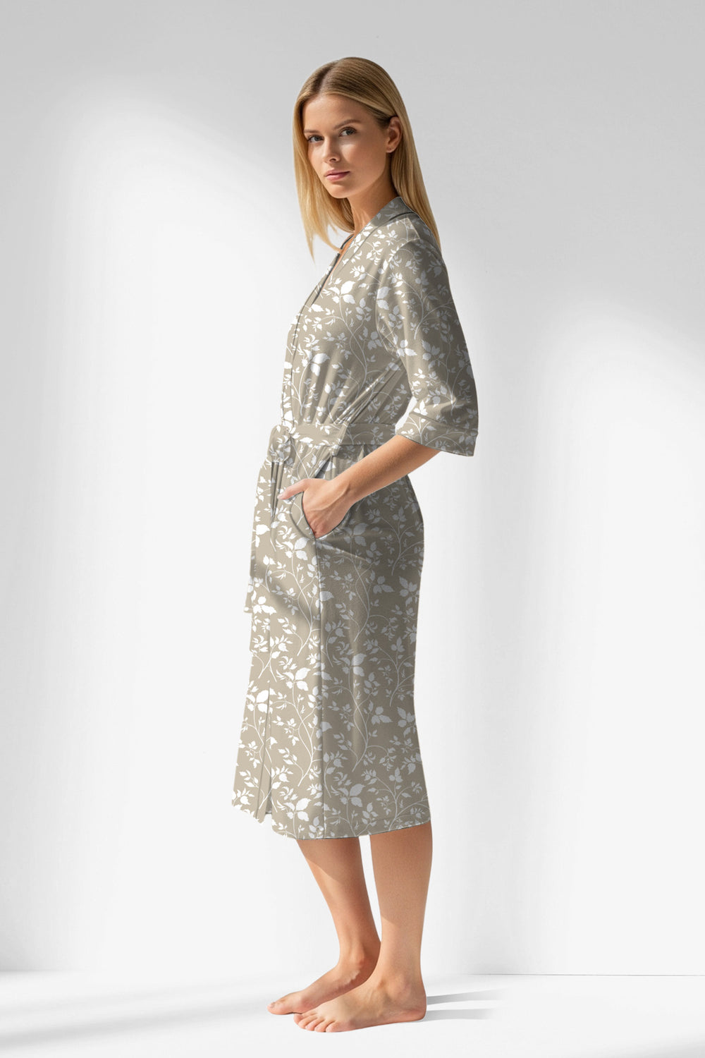 Woman Polyviscon Sprig Dressing Gown - VienettaROTASYON