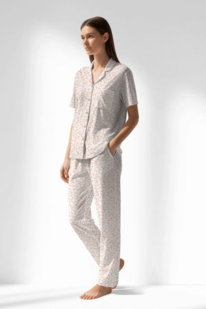 Woman Polyviscon Vanilla Buttoned Pyjama Set - VienettaB - ROTASYON
