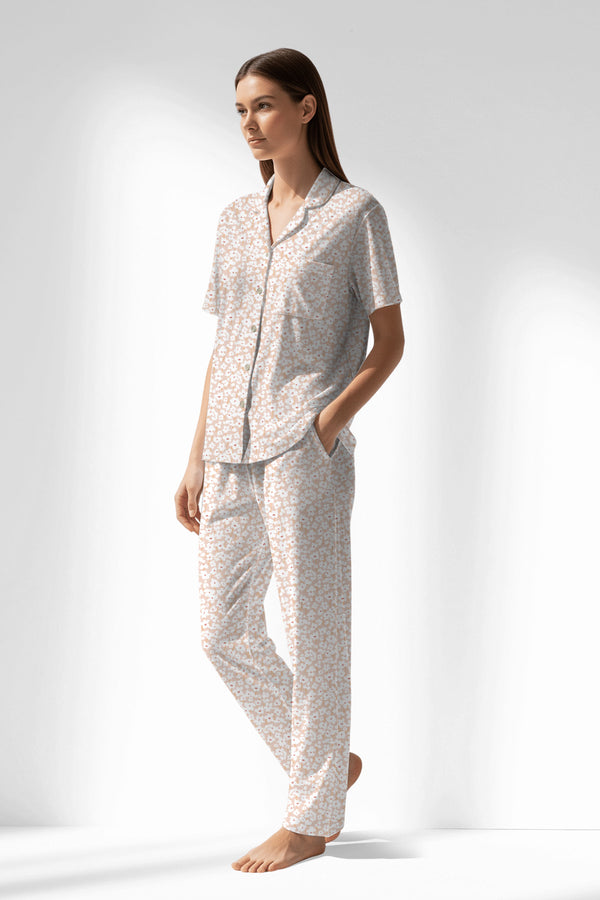 Woman Polyviscon Vanilla Buttoned Pyjama Set - VienettaB - ROTASYON