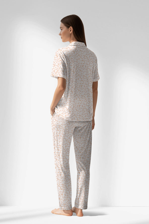 Woman Polyviscon Vanilla Buttoned Pyjama Set - VienettaB - ROTASYON