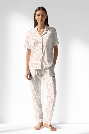 Woman Polyviscon Vanilla Buttoned Pyjama Set - VienettaROTASYON