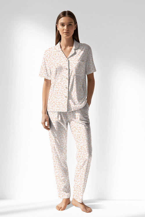Woman Polyviscon Vanilla Buttoned Pyjama Set - VienettaROTASYON