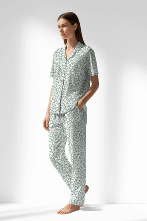 Woman Polyviscon Vanilla Buttoned Pyjama Set - VienettaB - ROTASYON