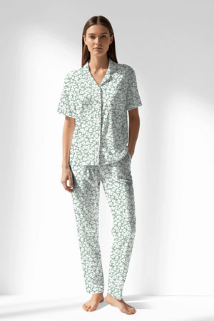 Woman Polyviscon Vanilla Buttoned Pyjama Set - VienettaB - ROTASYON