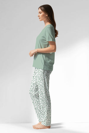 Woman Polyviscon Vanilla Pyjama Set - VienettaB - AQUA FOAM