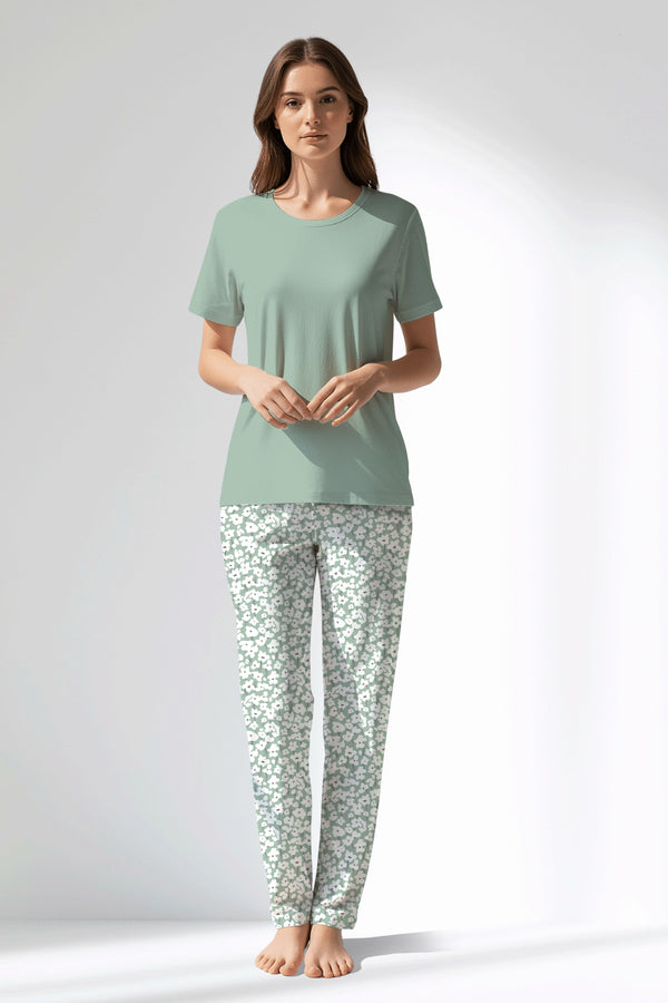 Woman Polyviscon Vanilla Pyjama Set - VienettaB - AQUA FOAM