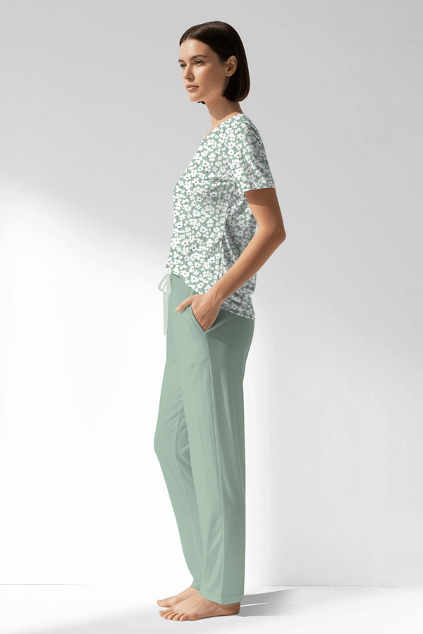 Woman Polyviscon Vanilla Pocket Detail Pyjama Set - VienettaB - ROTASYON