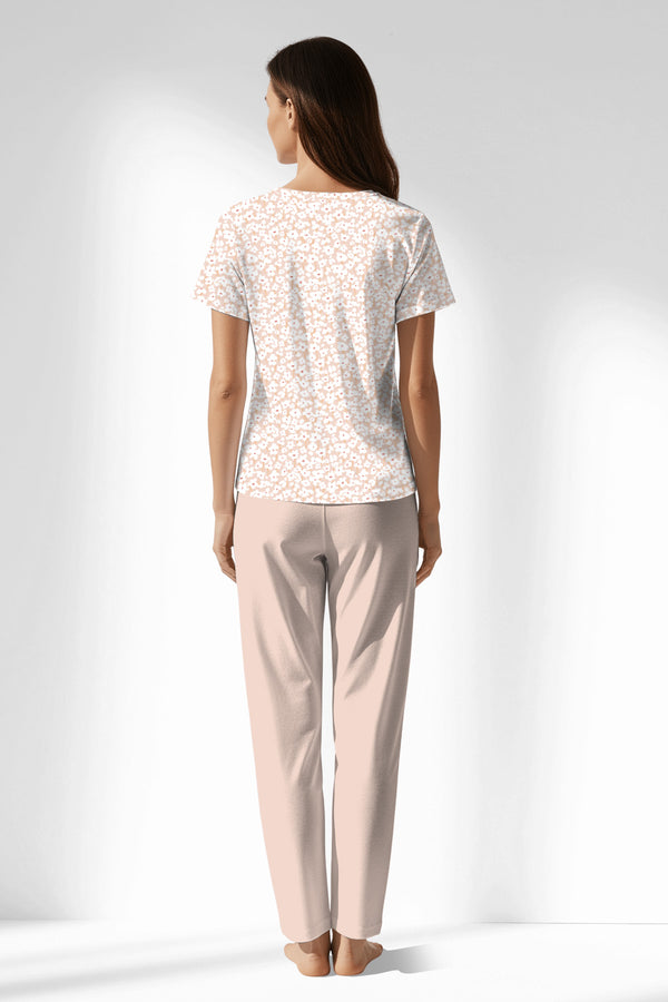 Woman Polyviscon Vanilla Buttoned Collar Pyjama Set - VienettaB - ROTASYON