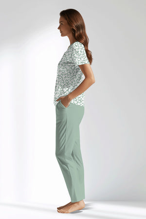 Woman Polyviscon Vanilla Buttoned Collar Pyjama Set - VienettaB - ROTASYON