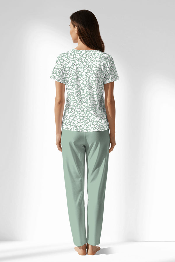 Woman Polyviscon Vanilla Buttoned Collar Pyjama Set - VienettaB - ROTASYON