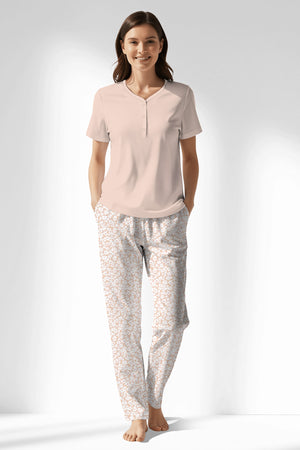 Woman Polyviscon Vanilla Drop Collar Pyjama Set - VienettaSOFT PINK