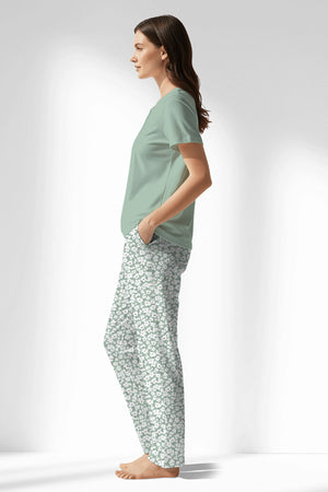 Woman Polyviscon Vanilla Drop Collar Pyjama Set - VienettaB - AQUA FOAM