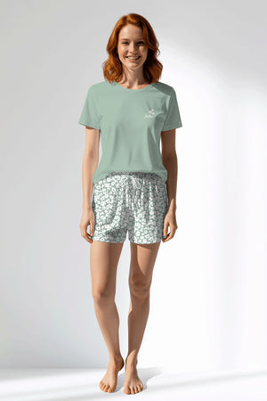 Woman Polyviscon Vanilla Short Set - VienettaB - AQUA FOAM