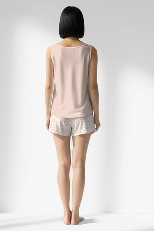 Woman Polyviscon Vanilla Thick Strap Short Set - VienettaB - AQUA FOAM