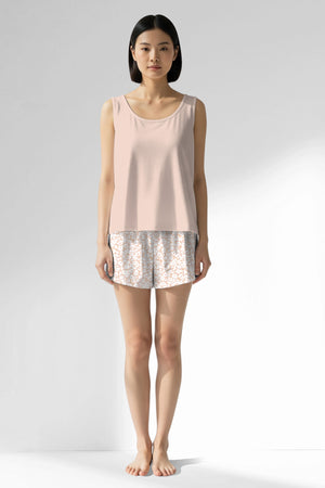 Woman Polyviscon Vanilla Thick Strap Short Set - VienettaSOFT PINK