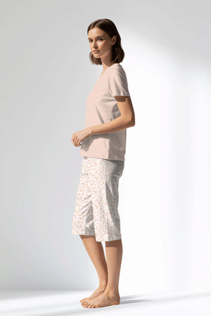 Woman Polyviscon Vanilla Capri Set - VienettaB - SOFT PINK