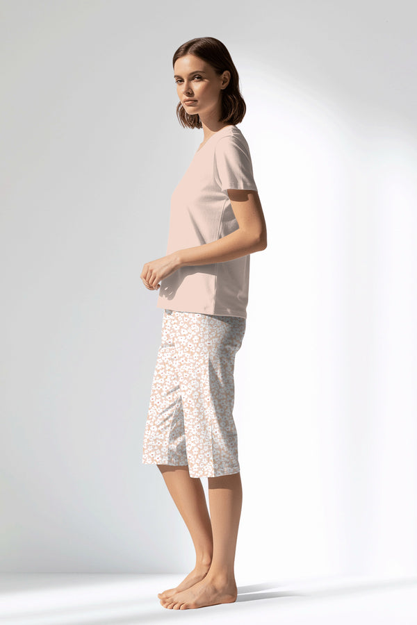 Woman Polyviscon Vanilla Capri Set - VienettaB - SOFT PINK