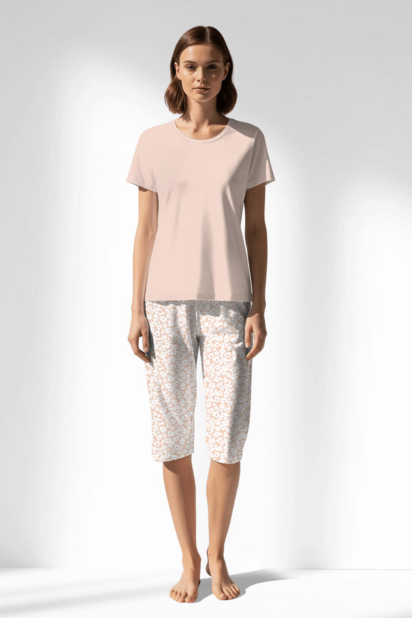 Woman Polyviscon Vanilla Capri Set - VienettaB - SOFT PINK