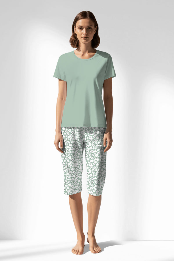 Woman Polyviscon Vanilla Capri Set - VienettaB - SOFT PINK