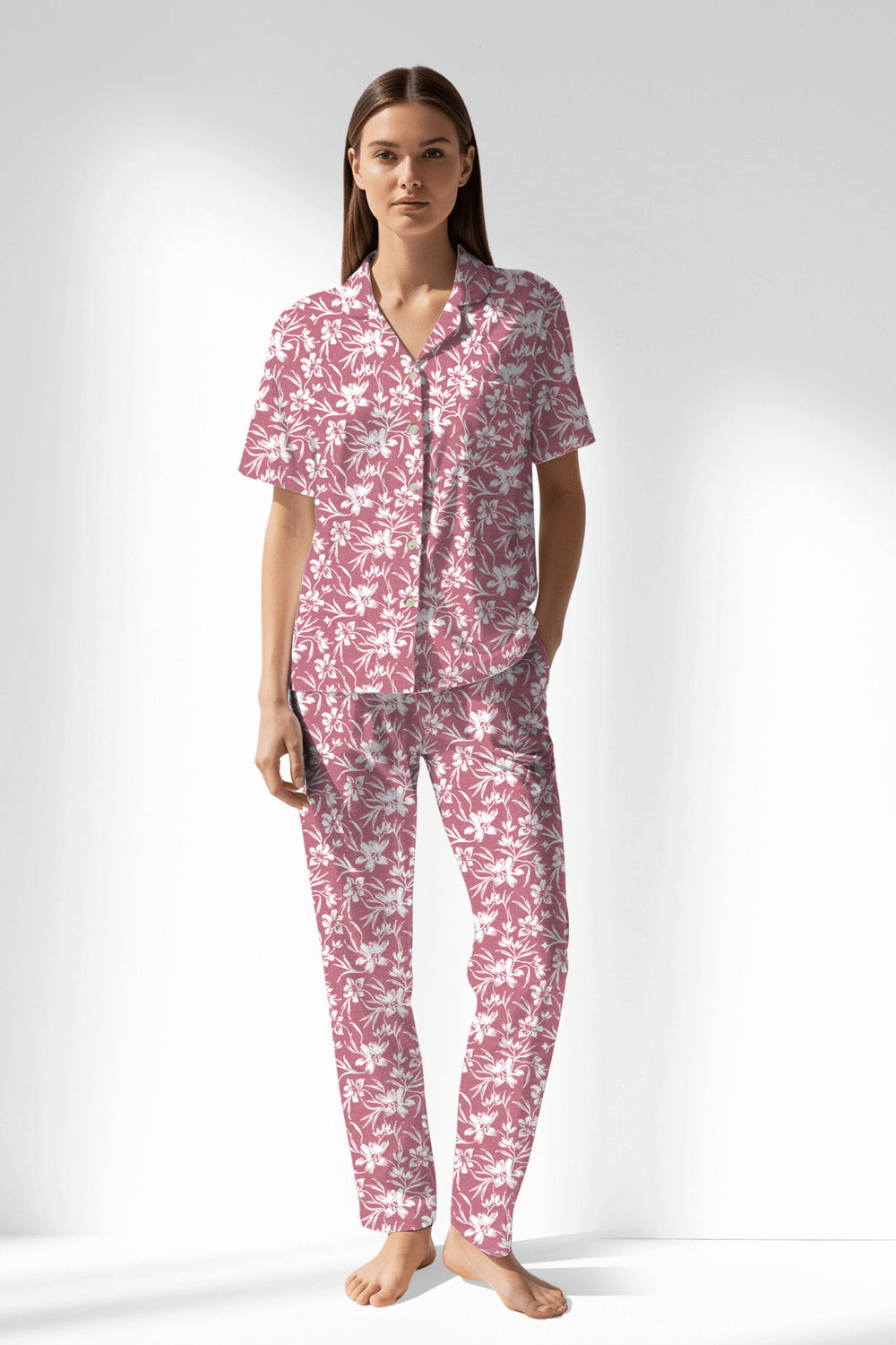 Woman Polyviscon Affection Buttoned Pyjama Set - VienettaROTASYON