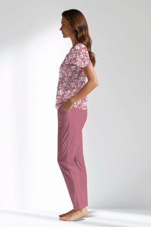 Woman Polyviscon Affection Buttoned Collar Pyjama Set - VienettaROTASYON