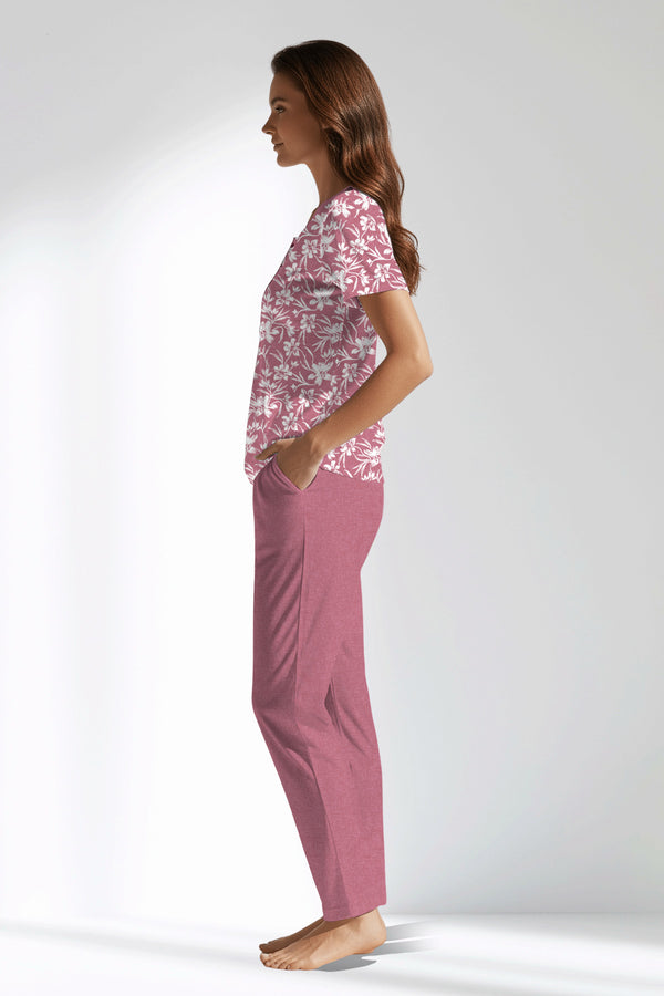 Woman Polyviscon Affection Buttoned Collar Pyjama Set - VienettaROTASYON