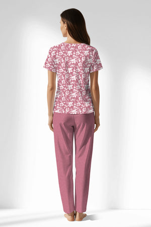 Woman Polyviscon Affection Buttoned Collar Pyjama Set - VienettaROTASYON