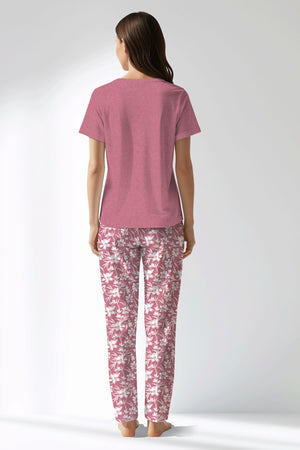 Woman Polyviscon Affection Drop Collar Pyjama Set - VienettaWILD ROSE