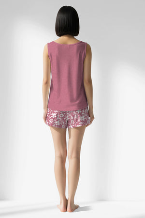 Woman Polyviscon Affection Thick Strap Short Set - VienettaWILD ROSE