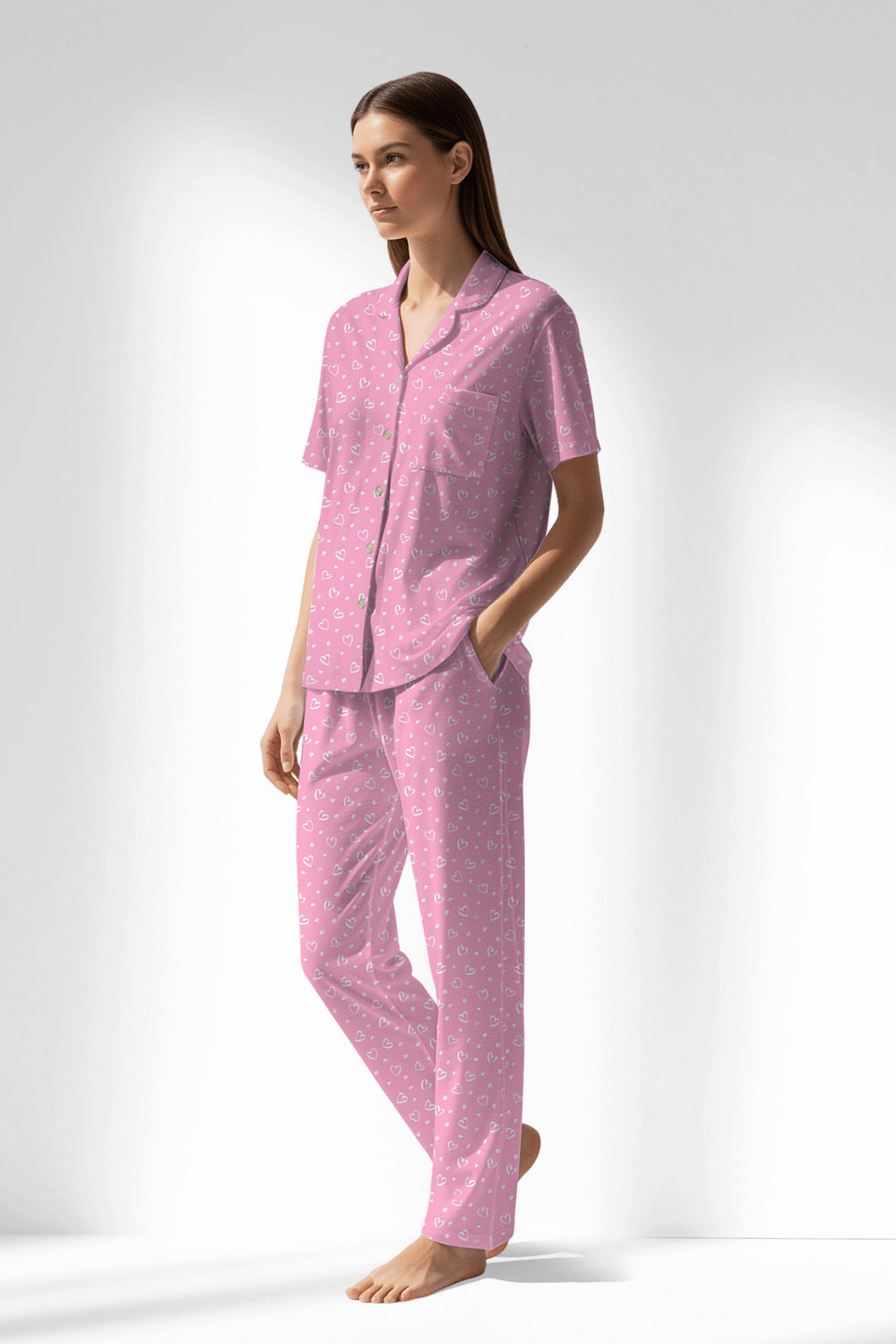 Woman Polyviscon TrueBliss Buttoned Pyjama Set - VienettaROTASYON